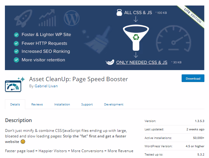Plugin Asset CleanUp para desativação seletiva de scripts no WordPress