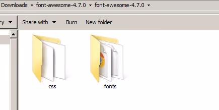 Папки css и fonts для работы Font Awesome