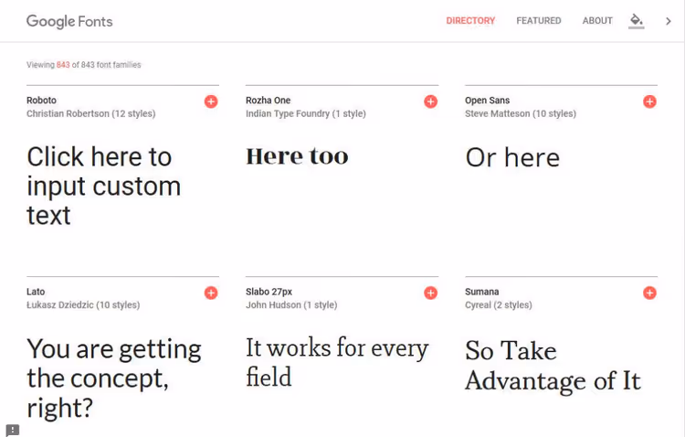 Anteprima del font al passaggio del mouse in Google Fonts