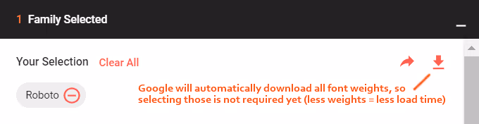 Download-Schaltfläche auf Google Fonts