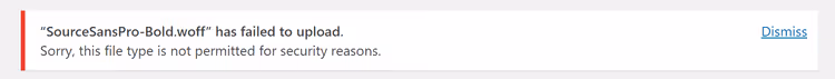 Message d'erreur de type de fichier dans WordPress