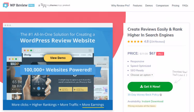 WP Review Pro Bewertungs-Widget-Beispiel auf einer WordPress-Website-Frontend