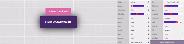 Protip, anpassbarer Tooltip mit mehreren Skins
