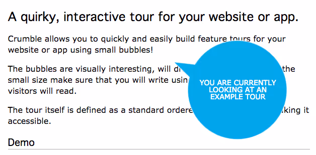Crumble, Sprechblasen-Tooltip basierend auf Grumble.js