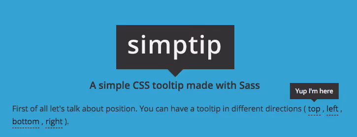 Simptip, CSS-Tooltip auf Sass mit mehreren Pfeilvarianten
