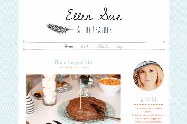Minimalistisk Ellen Sue-tema med fokus på innhold