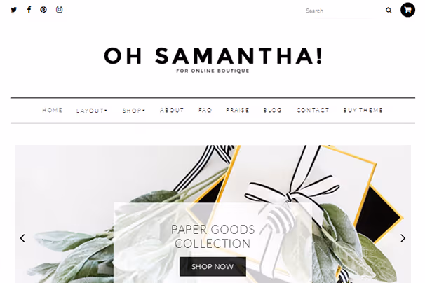 Samantha-tema for moteblogger med visuell historiefortelling