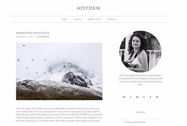 Minimalistisk Hoyden-tema uten ekstra elementer