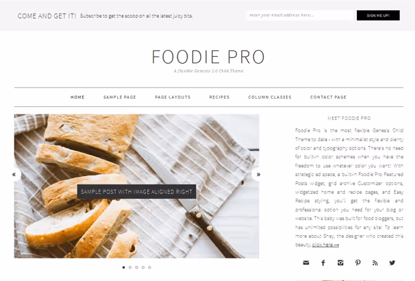 Genesis-temaet Foodie Pro for matbloggere