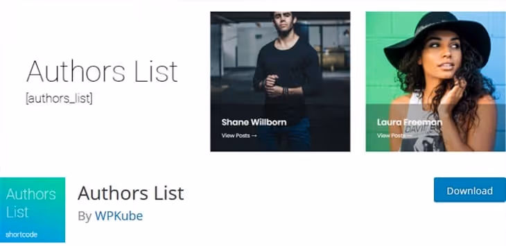Authors List plugin interface for WordPress