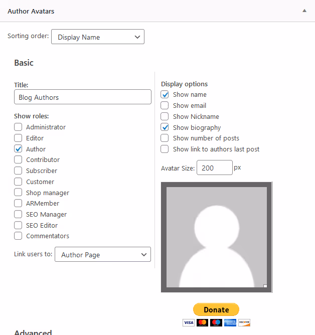 Author list widget in Twenty Twenty theme footer