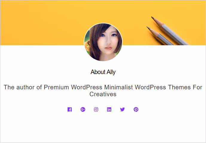Example of a finished author card via About Author