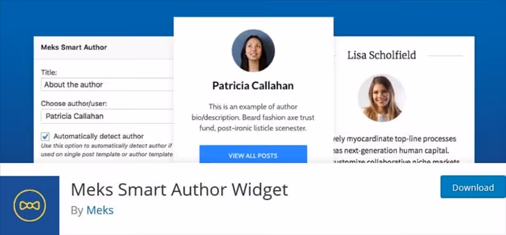Meks Smart Author Widget in WordPress sidebar