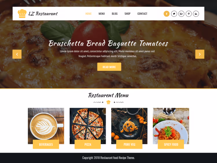 Превью темы LZ Restaurant с отзывами и CTA