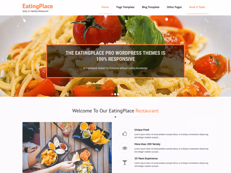 Превью темы EatingPlace для ресторанов и кафе