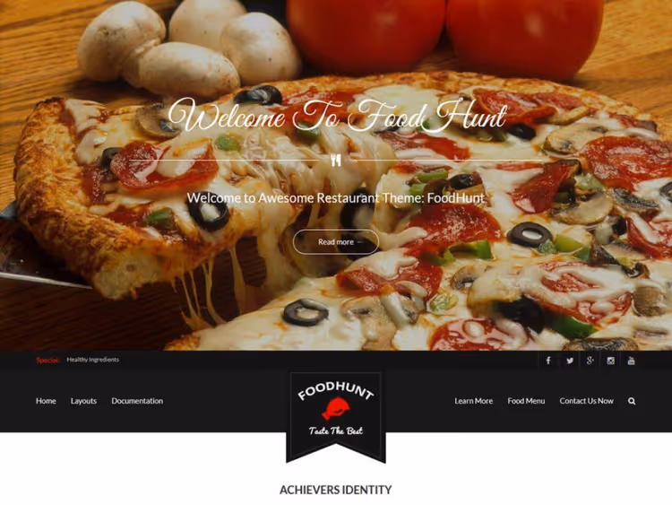 Превью темы FoodHunt для ресторанов и пиццерий