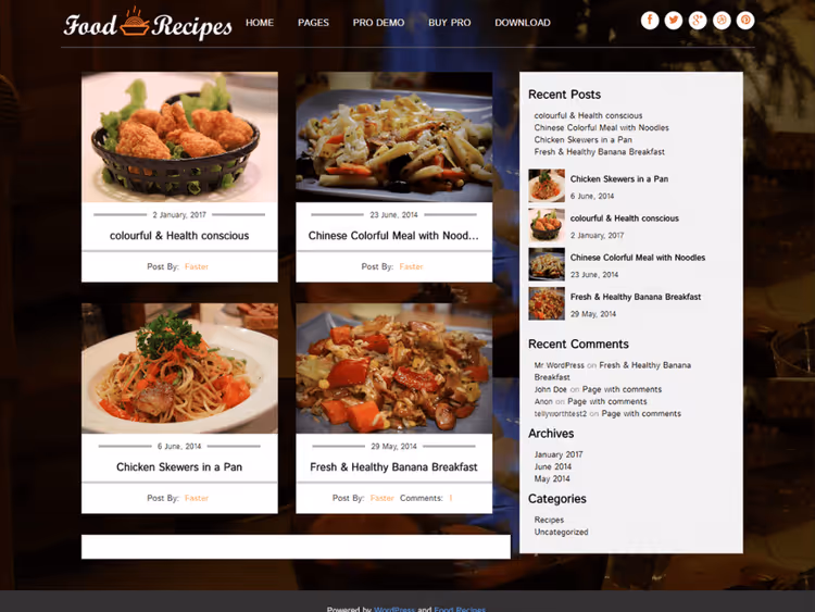 Превью темы Food Recipes для блога рецептов