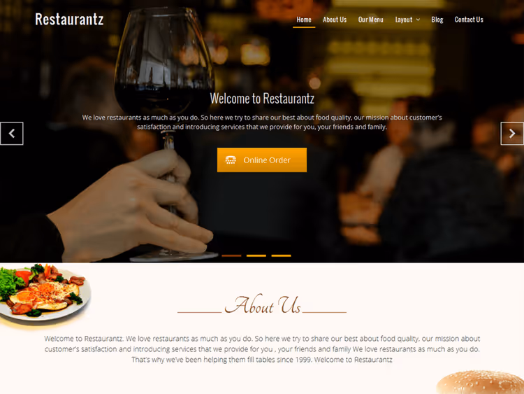 Превью темы Restaurantz для кафе и ресторанов