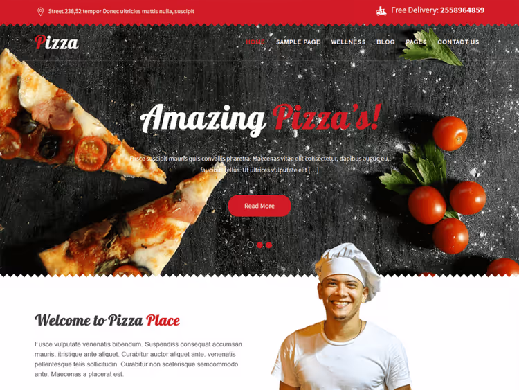 Превью темы Pizza Lite для пиццерии и доставки