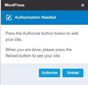 WordPress.com-Addon-Autorisierungsfenster für den Website-Zugriff