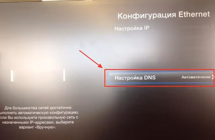 Trinn 5: inntastingsfelt for DNS-server-IP-adresse på Apple TV