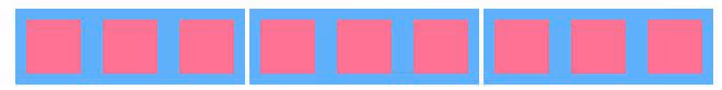 Three inline-flex containers in a single row with inline behavior