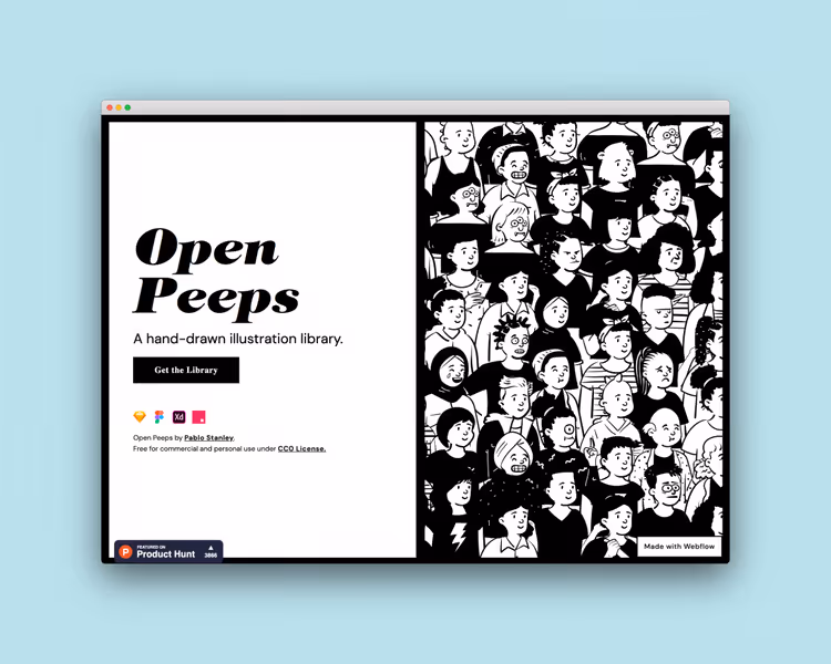 Kokoelma OpenPeeps-vektori-kuvituksia kolmessa tyylissä