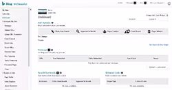 Tableau de bord Bing Webmaster Tools avec rapports