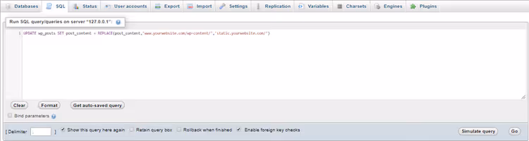 Consulta SQL para substituir URLs estáticos no phpMyAdmin para WordPress