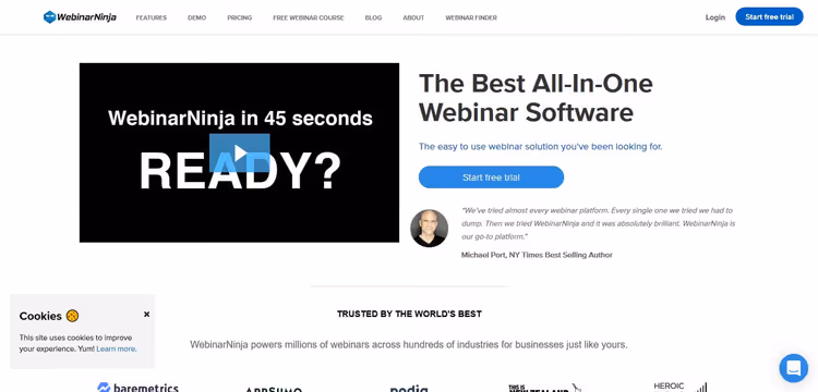 Side for opprettelse av nettseminar i WebinarNinja med typevalg