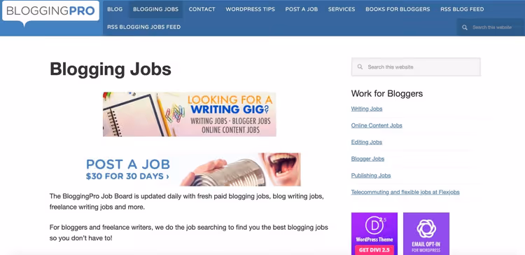 Bacheca annunci Blogging Pro per blogger e scrittori