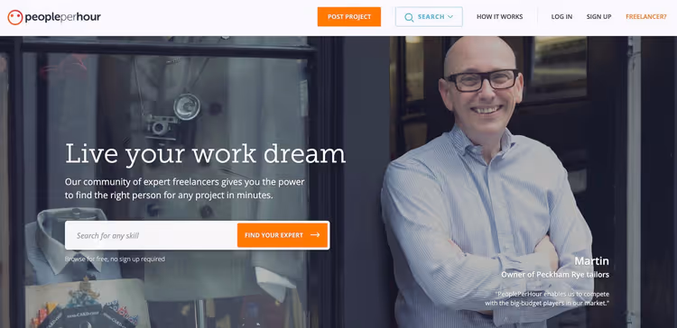 Ricerca progetti su PeoplePerHour per marketer e sviluppatori