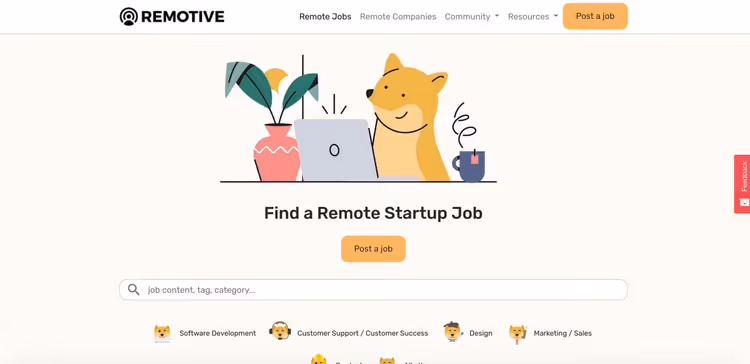 Newsletter Remotive con lavori di marketing da remoto