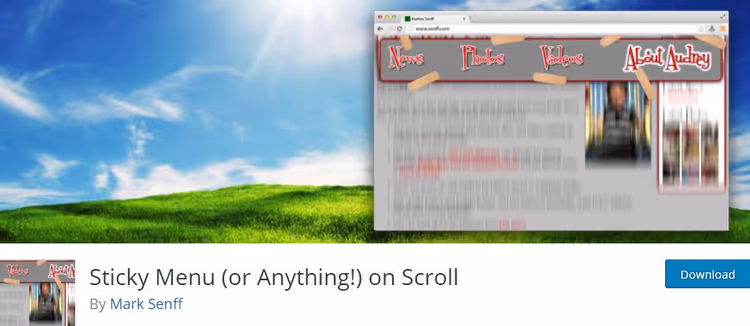 Wtyczka Sticky Menu On Scroll z możliwością przyklejenia dowolnego elementu strony