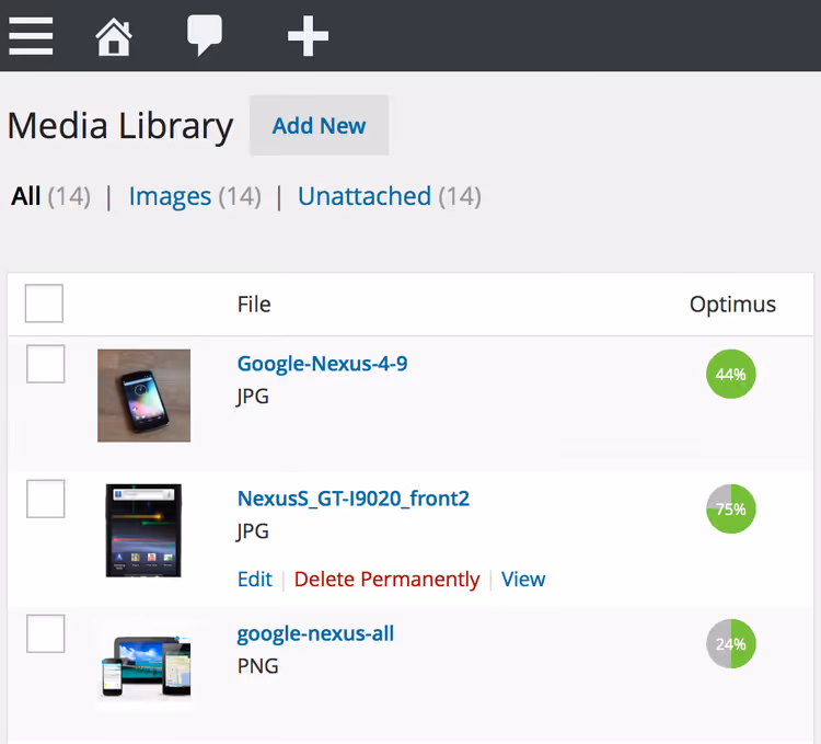 Einstellungen des Optimus-Plugins zur Bildoptimierung