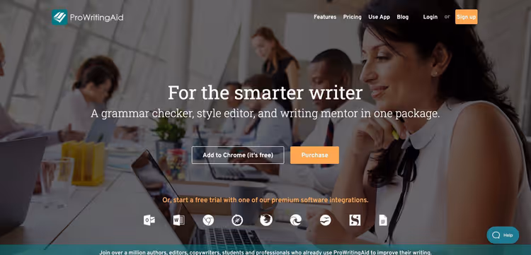 Interfaz de revisión gramatical ProWritingAid con informe de estilo detallado