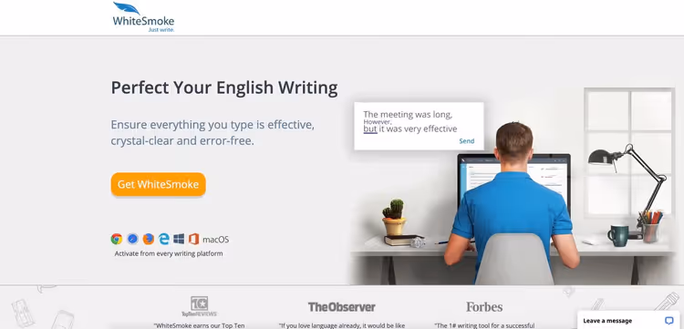 Software de revisión gramatical WhiteSmoke con traductor y corrector de estilo