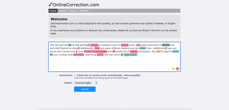 OnlineCorrection.com, corrector ortográfico y gramatical gratuito en línea
