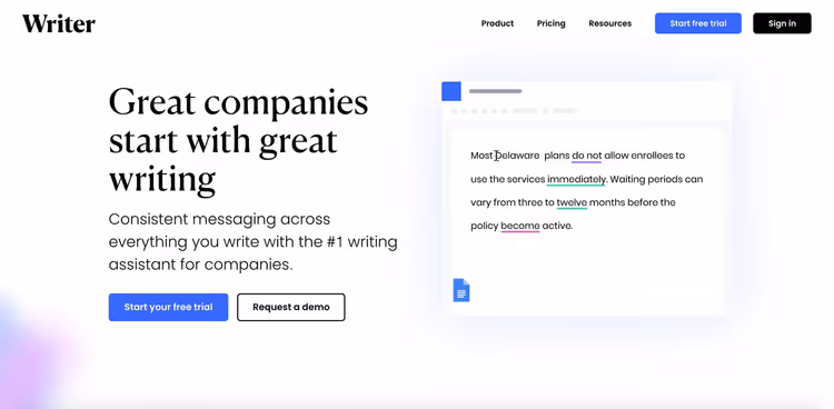 Writer.com, plataforma de revisión gramatical con guía de estilo para empresas