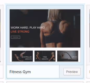 SiteOrigin-Fertige-Layouts-Katalog mit ausgewähltem Fitness-Gym-Design
