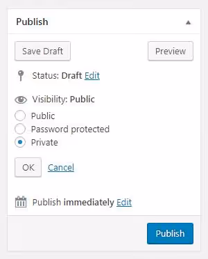 WordPress Sichtbarkeitseinstellungen für Beiträge: öffentlich, privat, passwortgeschützt