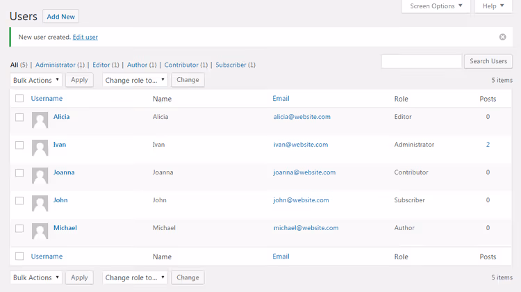Elenco utenti WordPress con ruoli