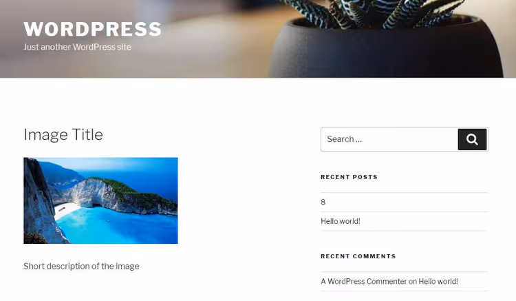 WordPress attachment page example showing image and metadata