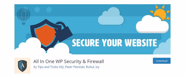 Extension All-In-One Security sur WordPress.org avec un million d'installations actives