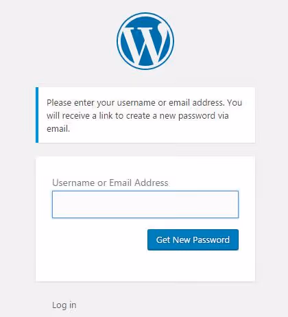 Modulo di recupero password WordPress che richiede email o nome utente