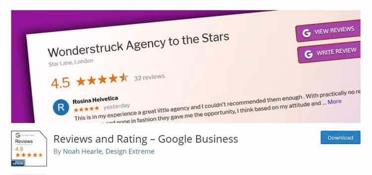 Google Business -arvostelulista skeemamerkinnöillä WordPressissä