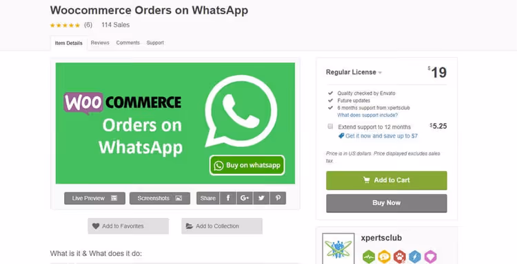 WooCommerce-tilauspainike WhatsAppin kautta muokattavalla viestillä