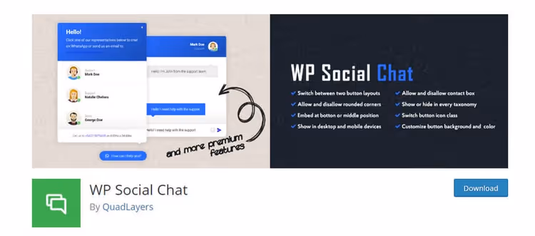 WP Social Chat: WordPress WhatsApp -chat puhelumahdollisuudella