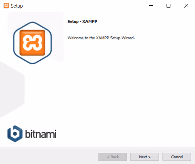 Schermata di benvenuto del programma di installazione di XAMPP