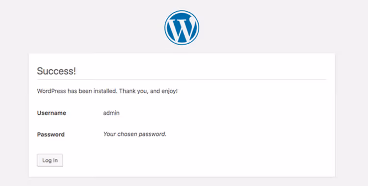 Installazione di WordPress completata con successo tramite MAMP